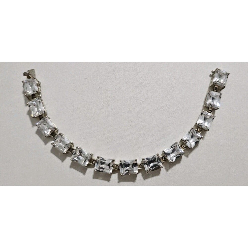 Cubic Zirconia Tennis Link Silver Bracelet